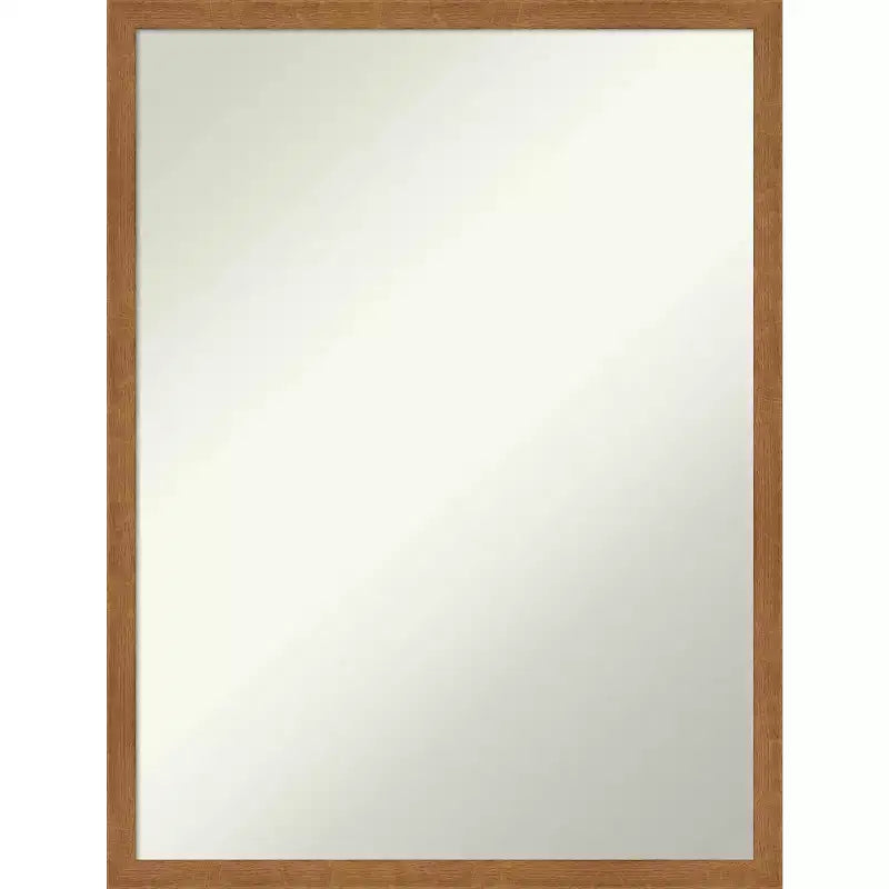 19" x 25" Non-Beveled Carlisle Blonde Narrow Wood Wall Mirror - Amanti Art: Modern Rectangle, Includes Mount Hardware