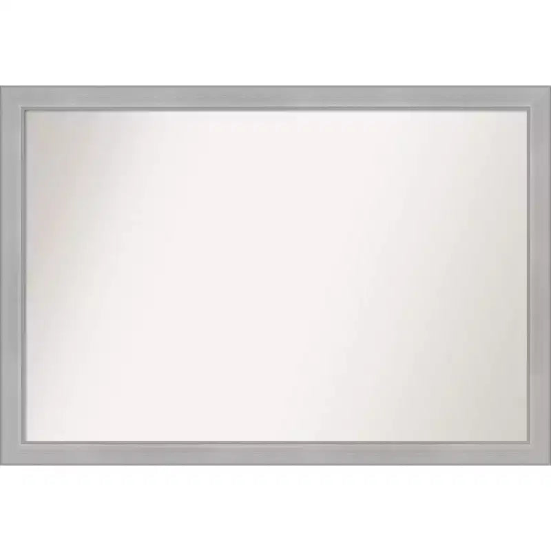 39" x 27" Non-Beveled Vista Brushed Nickel Narrow Wall Mirror - Amanti Art: Modern Rectangle, Polystyrene Frame, Wall Mounted