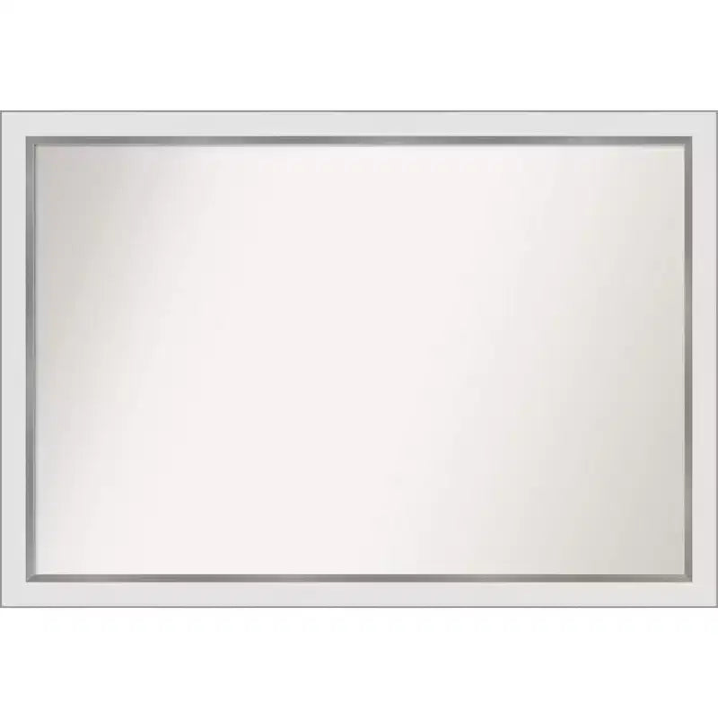 Amanti Art 39"x27" Non-Beveled Eva White Silver Narrow Wall Mirror : Modern Style, Polystyrene Frame, Includes Hardware