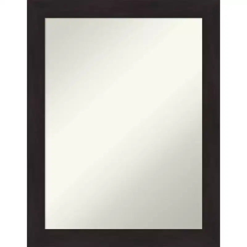 22" x 28" Non-Beveled Furniture Narrow Bathroom Wall Mirror Espresso Brown - Amanti Art: Modern Rectangular Vanity, Includes Mounting Hardware