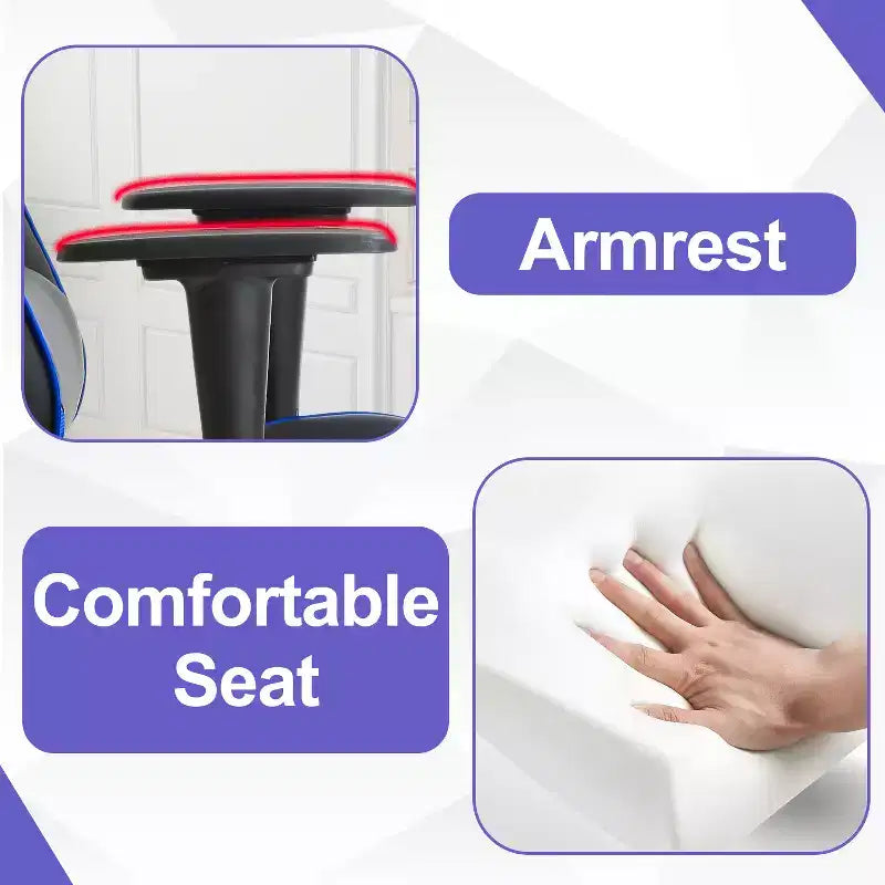 Chaise de jeu BestMassage, chaise de gamer avec support lombaire et repose-pieds, conception pivotante roulante, chaise de bureau pour la maison et le jeu