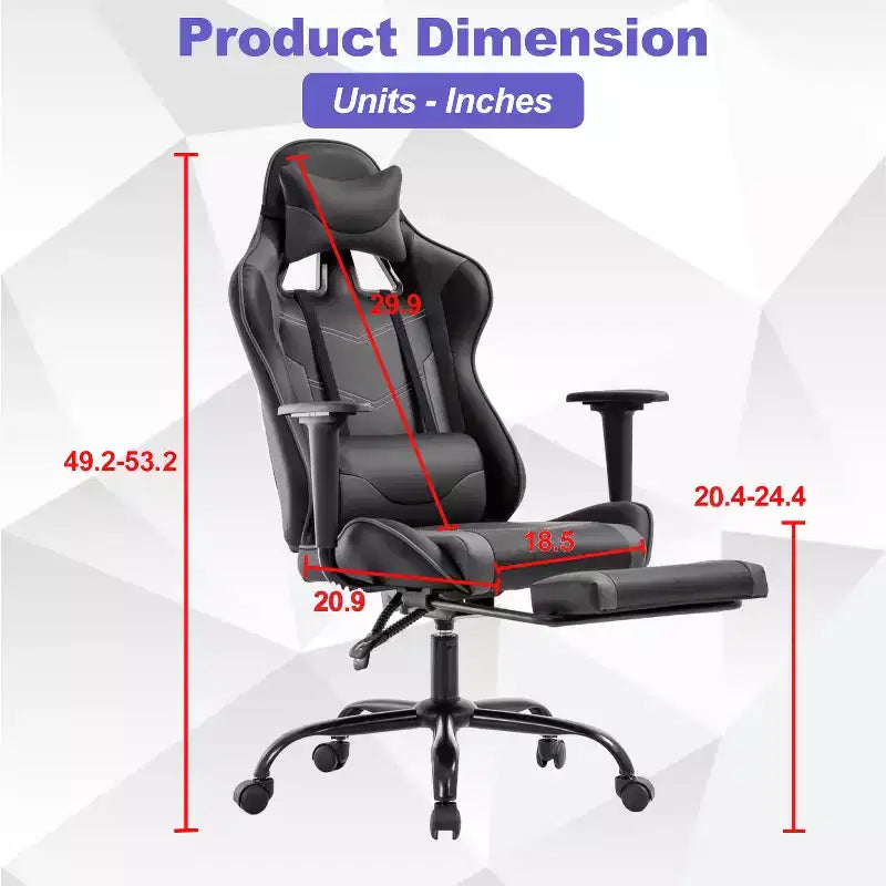 Chaise de jeu BestMassage, chaise de gamer avec support lombaire et repose-pieds, conception pivotante roulante, chaise de bureau pour la maison et le jeu