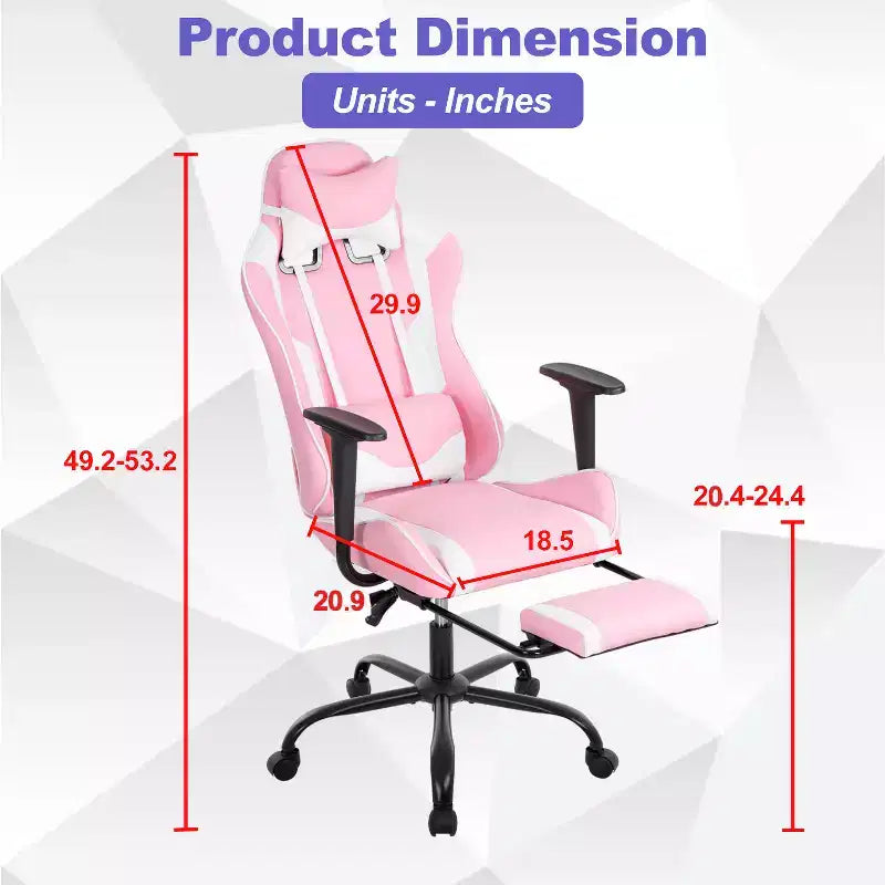 Chaise de jeu BestMassage, chaise de gamer avec support lombaire et repose-pieds, conception pivotante roulante, chaise de bureau pour la maison et le jeu