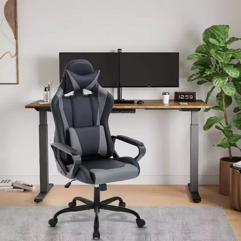 Chaise de bureau de jeu BestMassage Chaise de bureau Chaise d'ordinateur avec accoudoirs Support lombaire pivotant à 360° Chaise de direction pour adultes