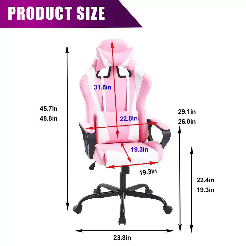 Chaise de bureau de jeu BestMassage Chaise de bureau Chaise d'ordinateur avec accoudoirs Support lombaire pivotant à 360° Chaise de direction pour adultes