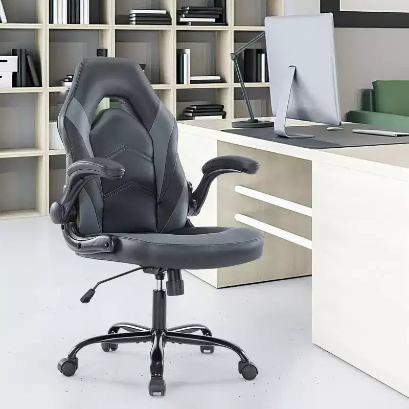 FIRNEWST Confort de jeu supérieur : Chaise ergonomique en cuir PU avec accoudoirs relevables réglables