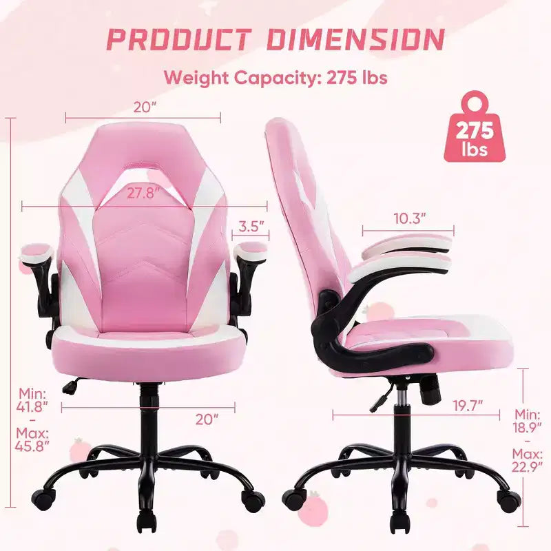 FIRNEWST Confort de jeu supérieur : Chaise ergonomique en cuir PU avec accoudoirs relevables réglables