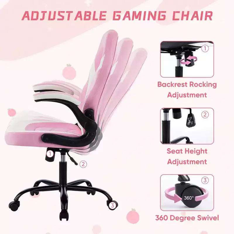 FIRNEWST Confort de jeu supérieur : Chaise ergonomique en cuir PU avec accoudoirs relevables réglables