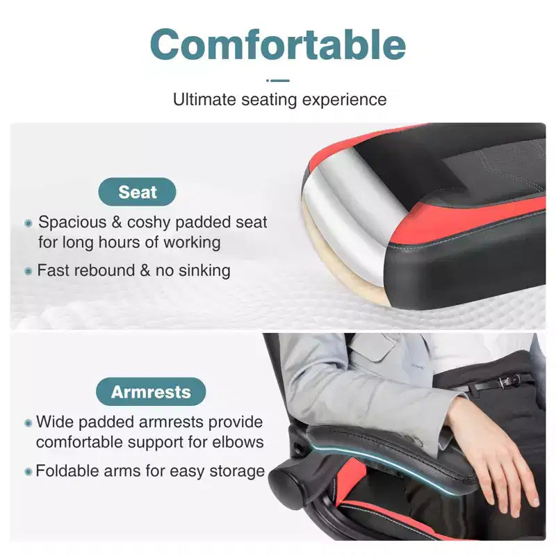 FIRNEWST Confort de jeu supérieur : Chaise ergonomique en cuir PU avec accoudoirs relevables réglables