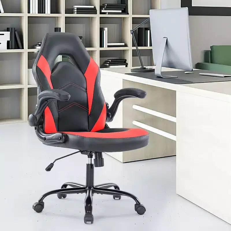 FIRNEWST Confort de jeu supérieur : Chaise ergonomique en cuir PU avec accoudoirs relevables réglables