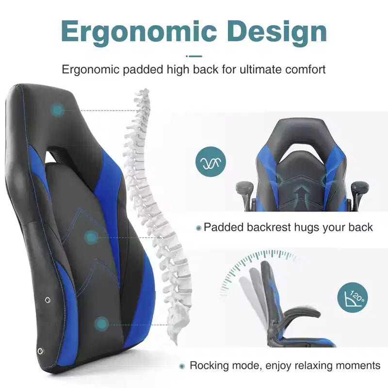 FIRNEWST Confort de jeu supérieur : Chaise ergonomique en cuir PU avec accoudoirs relevables réglables