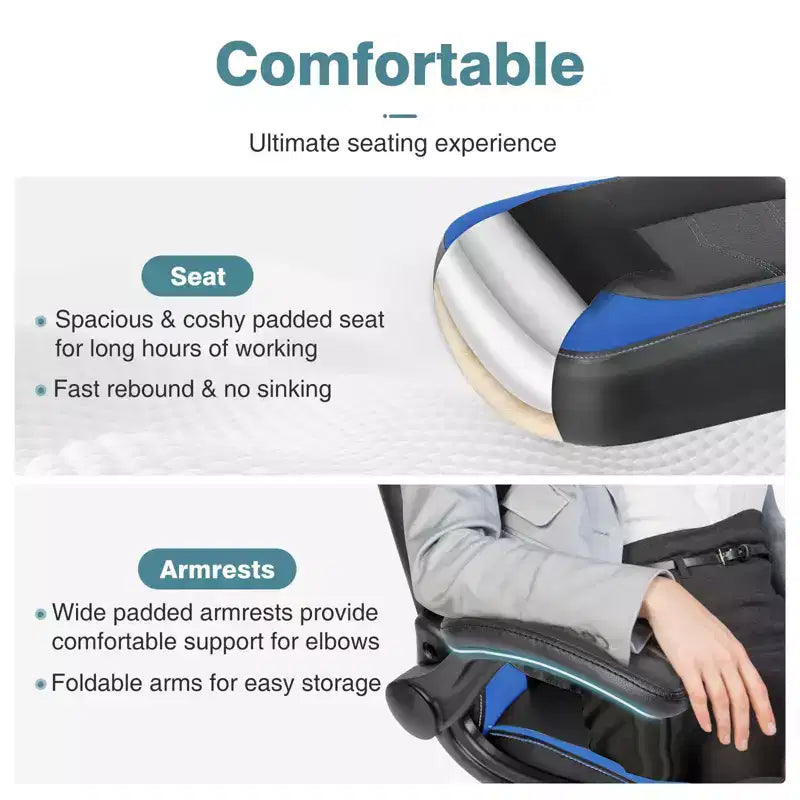 FIRNEWST Confort de jeu supérieur : Chaise ergonomique en cuir PU avec accoudoirs relevables réglables
