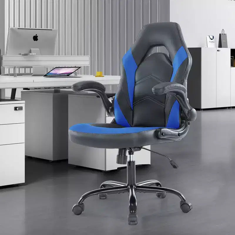 FIRNEWST Next - Level Gaming Comfort: PU Leather Ergonomic Chair with Adjustable Flip - up Armrests