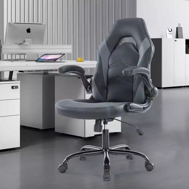 FIRNEWST Confort de jeu supérieur : Chaise ergonomique en cuir PU avec accoudoirs relevables réglables