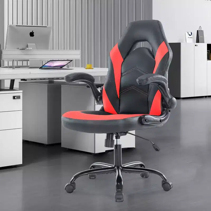 FIRNEWST Confort de jeu supérieur : Chaise ergonomique en cuir PU avec accoudoirs relevables réglables