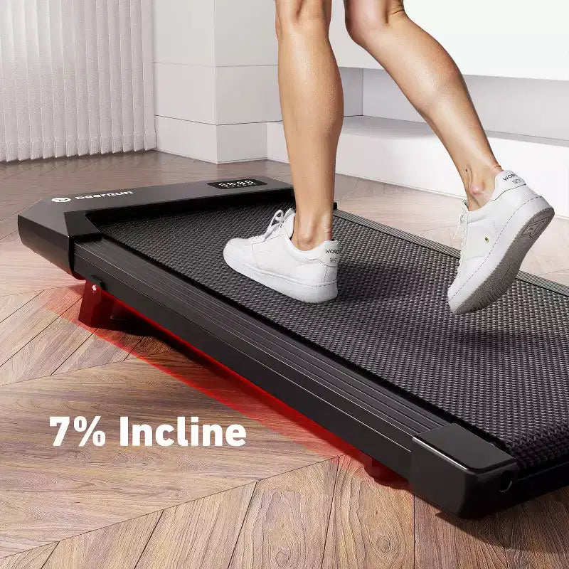 Tapis de marche DeerRun Q2 Urban Desk avec inclinaison de 7 % | Tapis de course compact pour sous le bureau