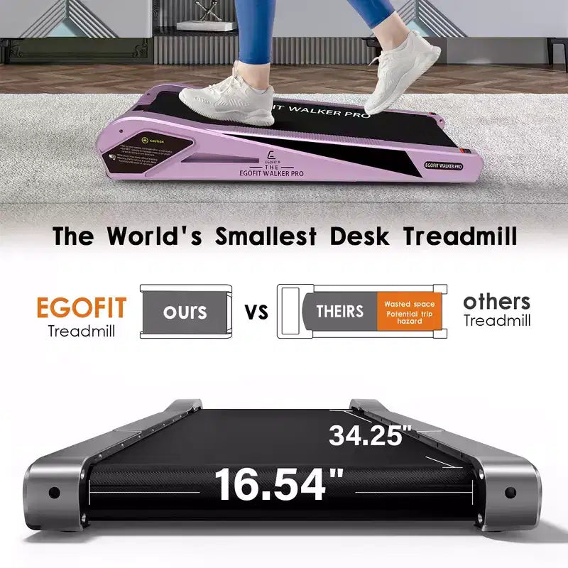 EGOFIT Walker Pro M1 - Rose Sakura, Tapis de marche sous bureau, Inclinaison de 5 %, Écran LCD