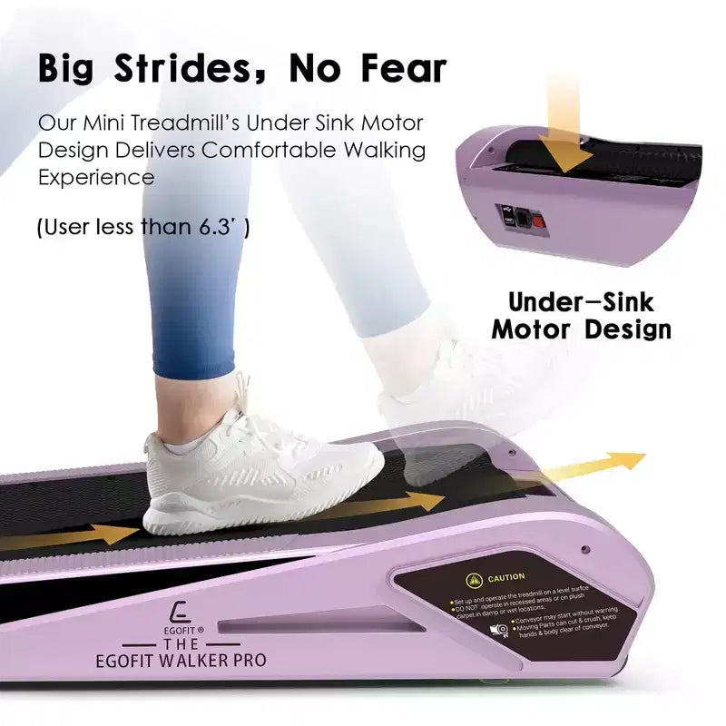 EGOFIT Walker Pro M1 - Rose Sakura, Tapis de marche sous bureau, Inclinaison de 5 %, Écran LCD