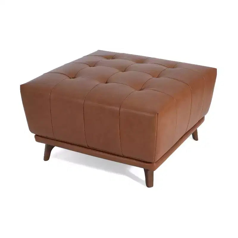 Christopher Knight Home Janelle Contemporary Rubberwood Button Tufted Upholstered Square Ottoman