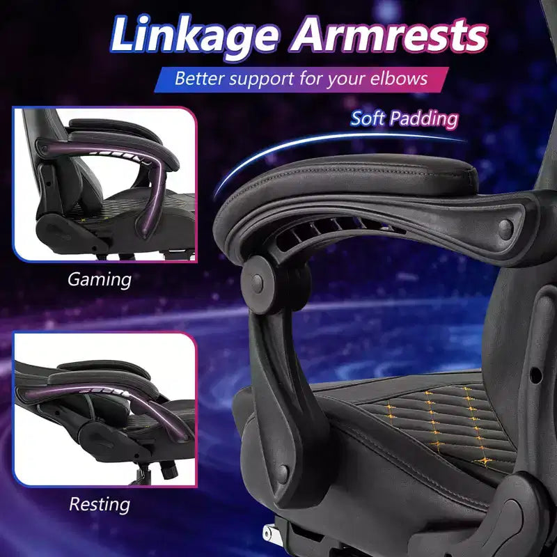 Chaise de jeu Costway avec repose-pieds Fauteuil d'ordinateur de jeu vidéo ergonomique avec appui-tête