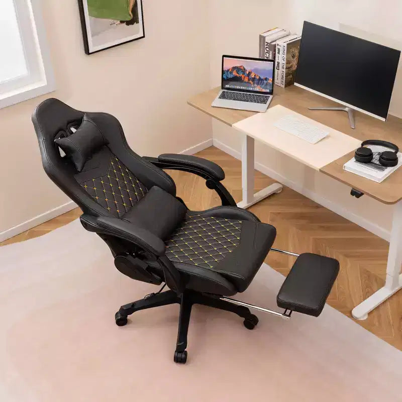 Chaise de jeu Costway avec repose-pieds Fauteuil d'ordinateur de jeu vidéo ergonomique avec appui-tête