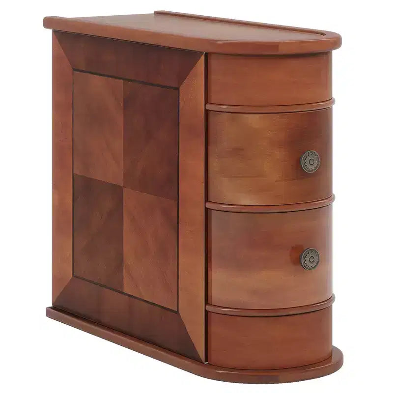 Wood 2-Drawer End Table, Narrow Side Table Slim Nightstand with Storage Bedside Accent Tables, No Assembly Required, Finished Back
