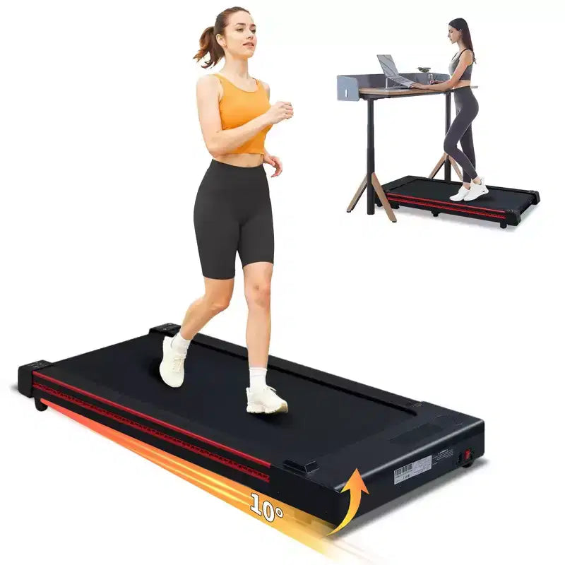 NAYSAYE Walking Pad Treadmill with 10 Degree Incline Portable Compact for Home Office, Black and Gray, 49.6*22.8*5.5