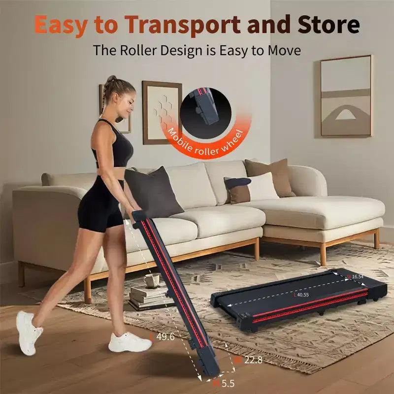 Tapis de marche NAYSAYE avec inclinaison à 10 degrés, portable et compact pour la maison et le bureau, noir et gris, 49,6*22,8*5,5