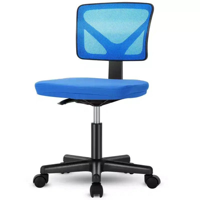 Chaise de bureau sans accoudoirs en maille, réglable en hauteur avec soutien lombaire, fauteuil pivotant à roulettes pour petits espaces