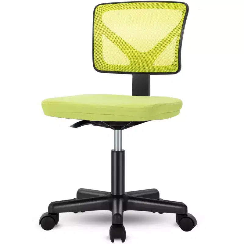 Chaise de bureau sans accoudoirs en maille, réglable en hauteur avec soutien lombaire, fauteuil pivotant à roulettes pour petits espaces