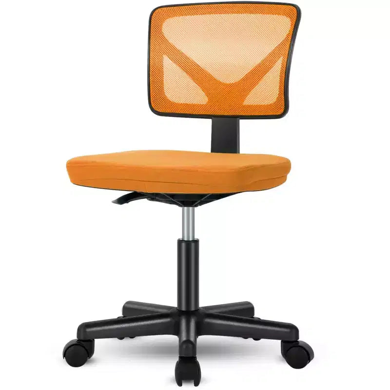 Chaise de bureau sans accoudoirs en maille, réglable en hauteur avec soutien lombaire, fauteuil pivotant à roulettes pour petits espaces