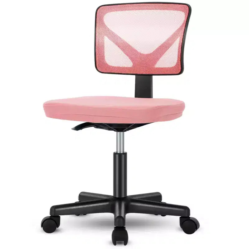 Chaise de bureau sans accoudoirs en maille, réglable en hauteur avec soutien lombaire, fauteuil pivotant à roulettes pour petits espaces
