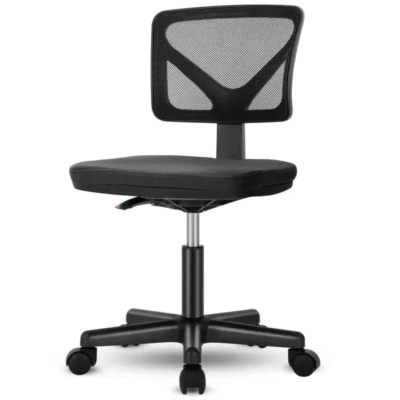 Chaise de bureau sans accoudoirs en maille, réglable en hauteur avec soutien lombaire, fauteuil pivotant à roulettes pour petits espaces