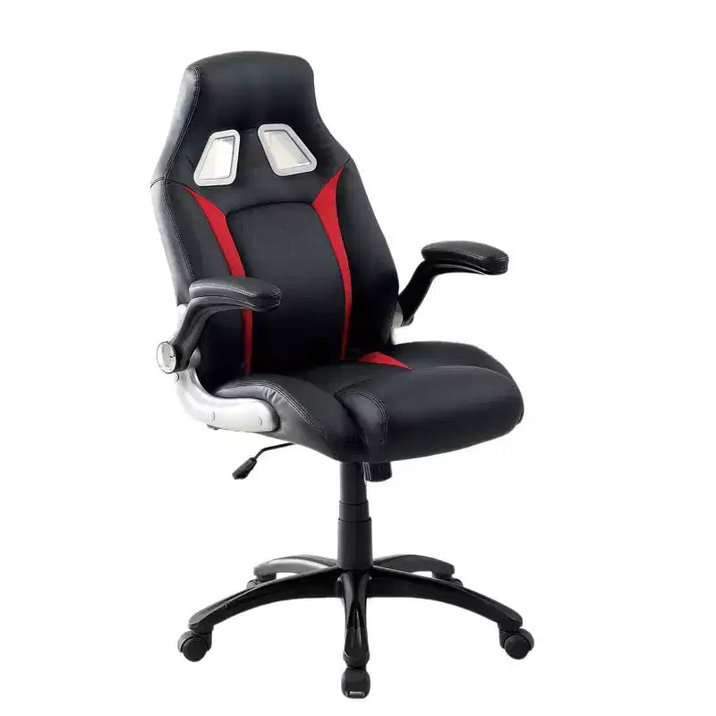 Okak Chaise de Bureau Rembourrée Moderne, Chaise d'Ordinateur avec Accoudoir Pliable et Hauteur Réglable, Chaise Confortable pour Salle de Jeux, Bureau, Noir
