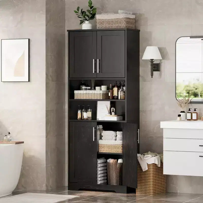 Storage Cabinet with Adjustable Shelves and Glass Doors ,Cupboard for Living Room,Freestanding Kitchen Pantry Cabinet,Bathroom Cabinet