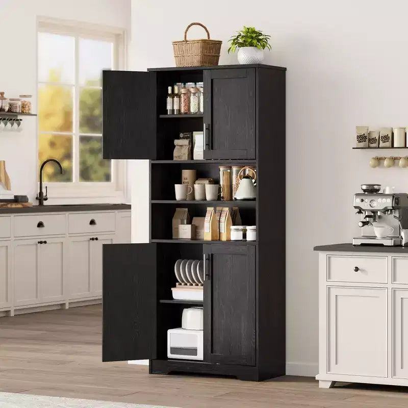 Storage Cabinet with Adjustable Shelves and Glass Doors ,Cupboard for Living Room,Freestanding Kitchen Pantry Cabinet,Bathroom Cabinet