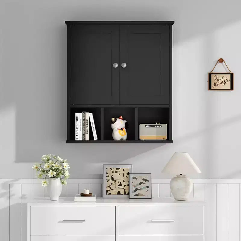 Celebalcony Bathroom Medicine Cabinet  Wall-Mounted with 2 Doors & Open Shelf for Organized Storage