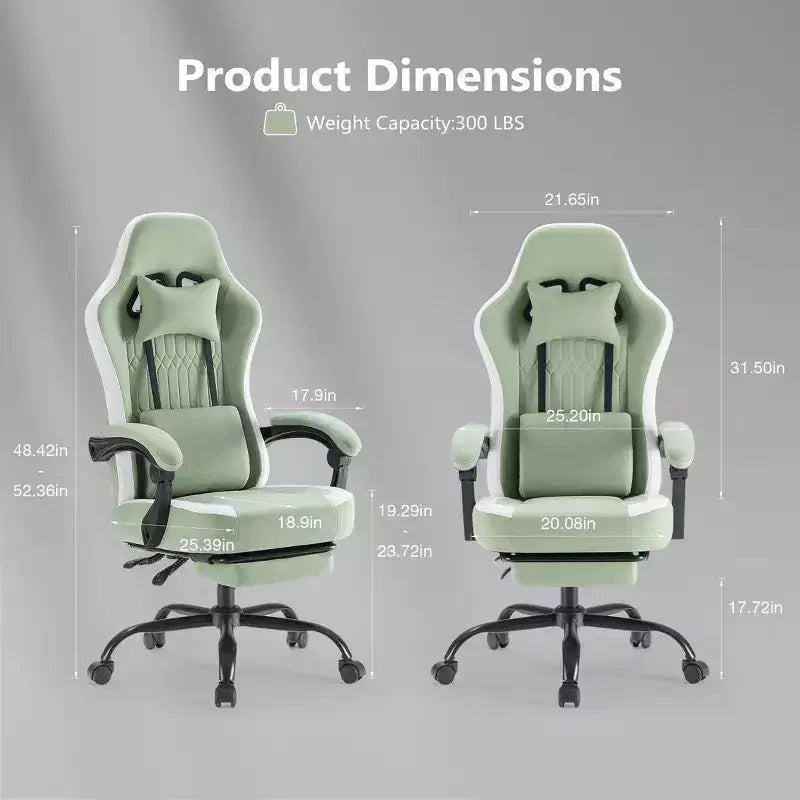 Chaise de jeu Bestier avec support lombaire, chaise de bureau avec hauteur réglable, accoudoirs et appuie-tête, roues rotatives à 360°