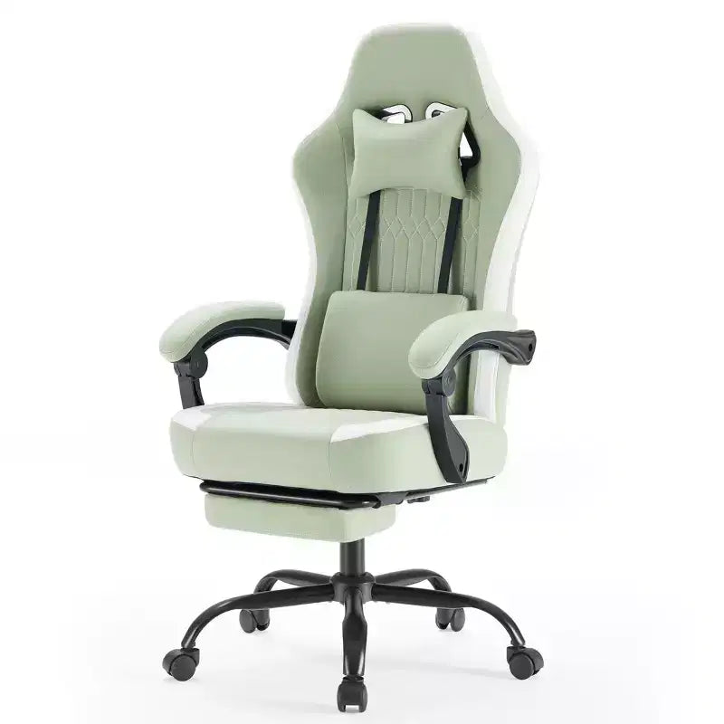 Chaise de jeu Bestier avec support lombaire, chaise de bureau avec hauteur réglable, accoudoirs et appuie-tête, roues rotatives à 360°