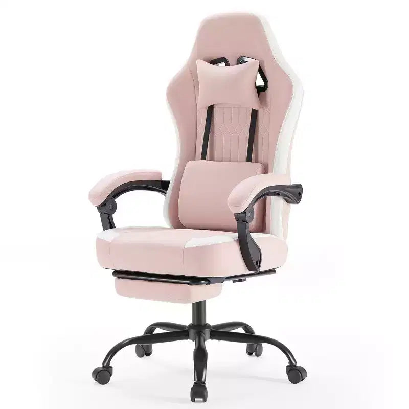 Chaise de jeu Bestier avec support lombaire, chaise de bureau avec hauteur réglable, accoudoirs et appuie-tête, roues rotatives à 360°