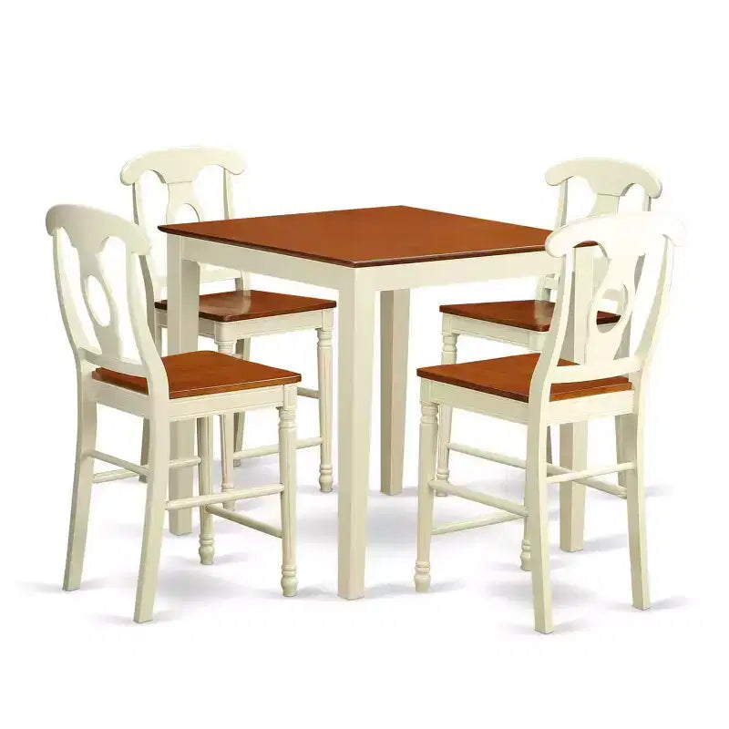 Kitchen Counter Table Set - 5 Piece Dining Set with Chairs - 36x36 Inch - Modern Design
