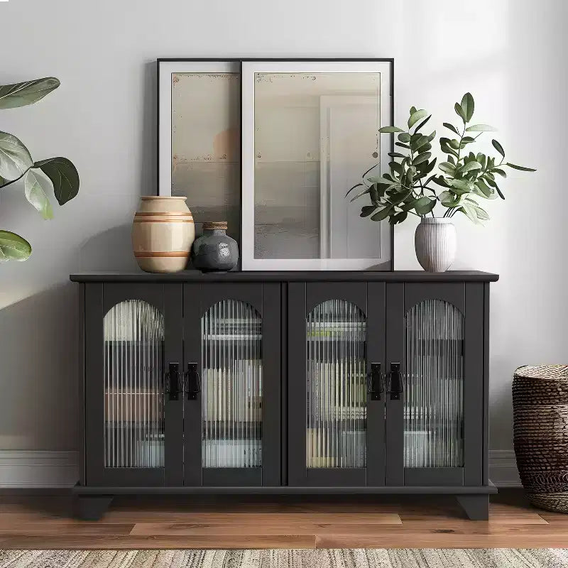 Dovelina Wooden Decorative Bookshelf with Glass Doors and Adjustable Shelves TV Stands - 45