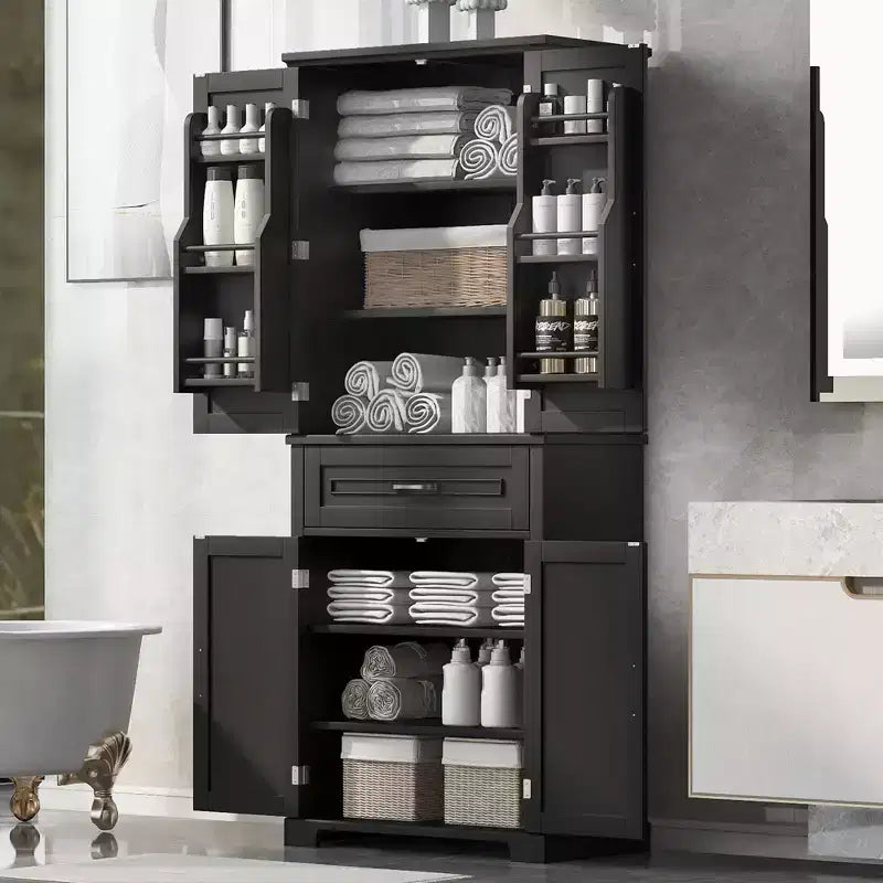 GDFStudio Josh Tall Bathroom Storage Cabinet with Doors and Drawer