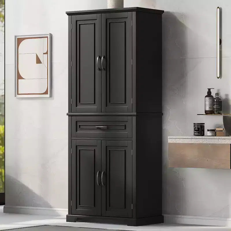 GDFStudio Josh Tall Bathroom Storage Cabinet with Doors and Drawer