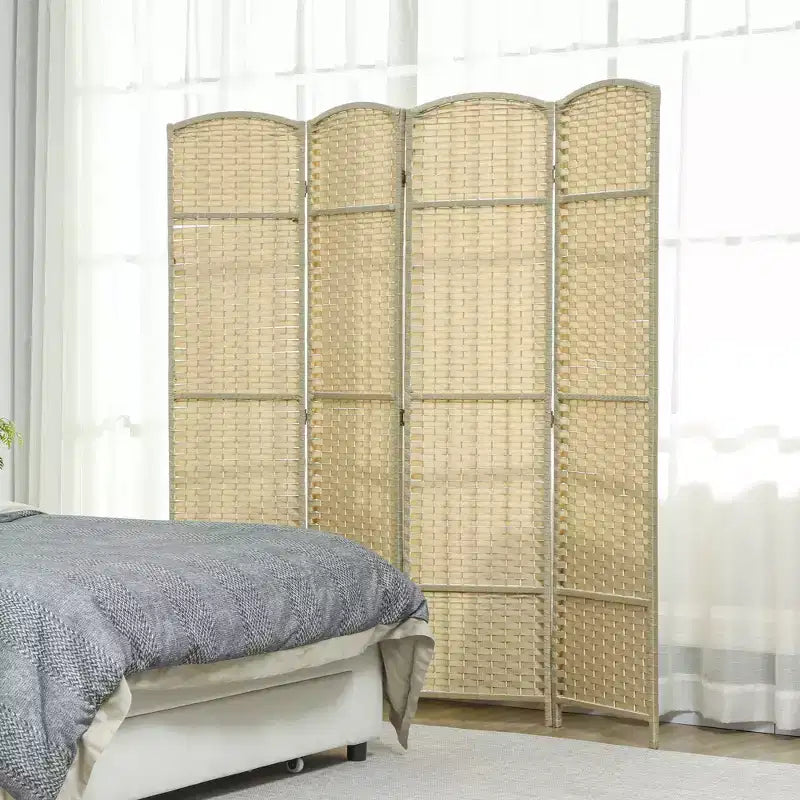 Folding Room Divider Screen 4 Panel 5.6 ' Tall Privacy Screen Freestanding Room Partition for Home Office