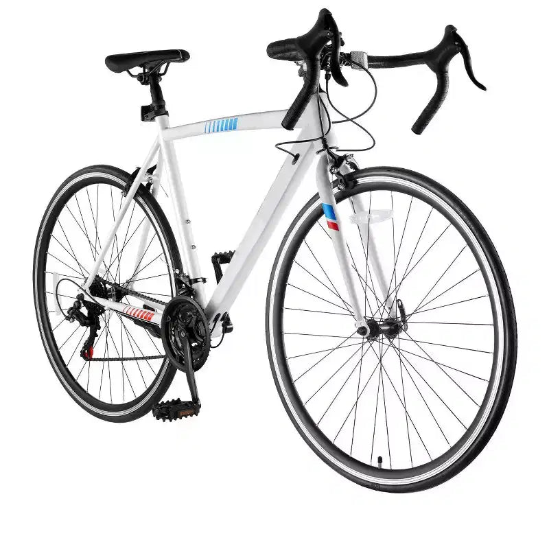 21-Speed Carbon Steel Road Bike with Shimano Drivetrain 700x25C Tires Drop-Bar Commuter Bicycle