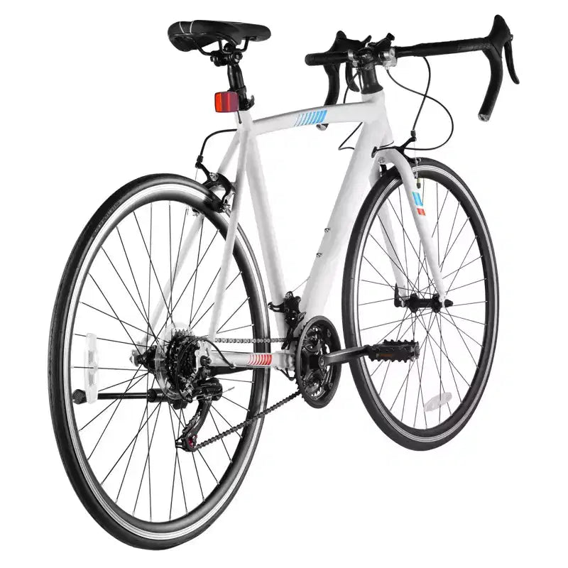 Vélo de route 21 vitesses en acier au carbone avec transmission Shimano, pneus 700x25C et guidon de course pour trajets quotidiens