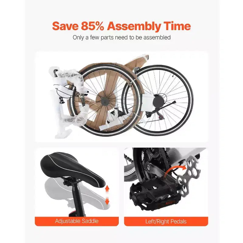 Vélo de route 21 vitesses en acier au carbone avec transmission Shimano, pneus 700x25C et guidon de course pour trajets quotidiens