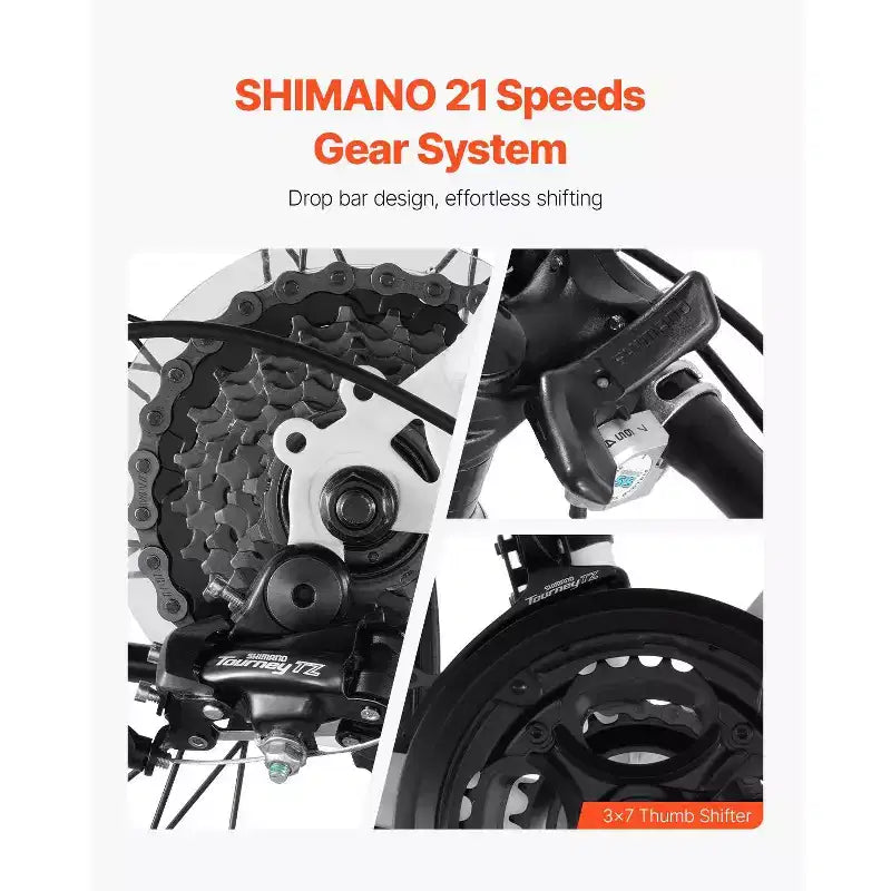 Vélo de route 21 vitesses en acier au carbone avec transmission Shimano, pneus 700x25C et guidon de course pour trajets quotidiens