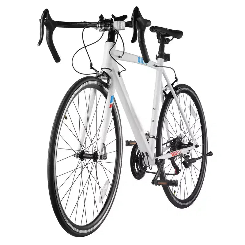 Vélo de route 21 vitesses en acier au carbone avec transmission Shimano, pneus 700x25C et guidon de course pour trajets quotidiens